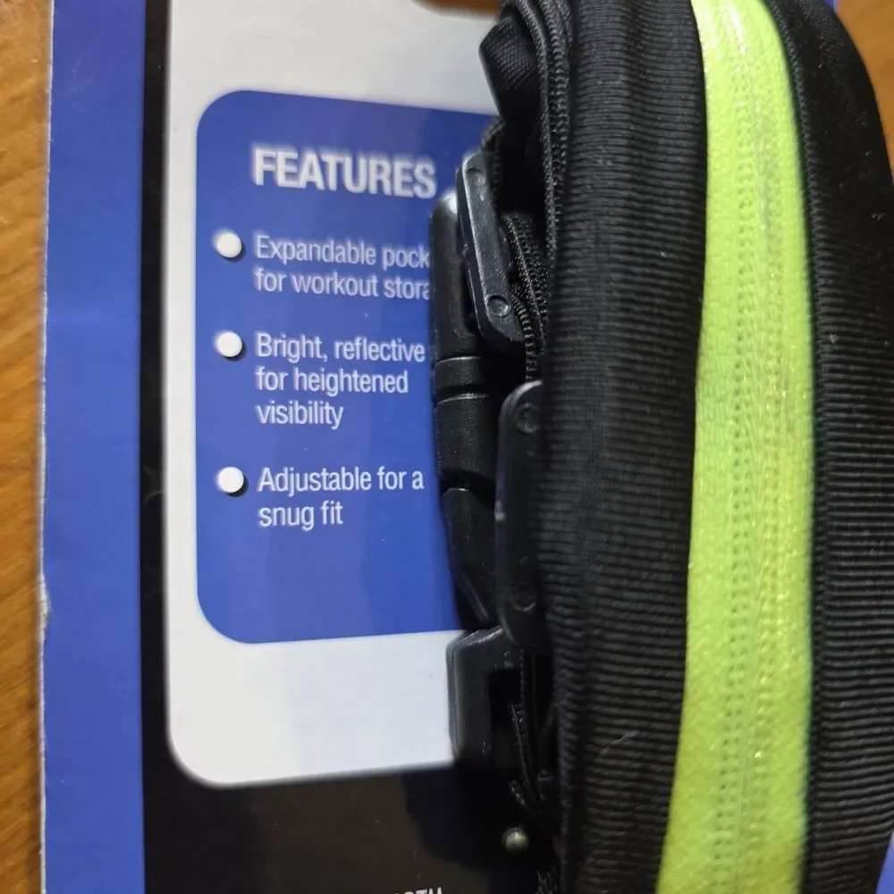 Pro Strength Zippered Fitness Belt with Reflective Trim NEW Unisex Black Neon